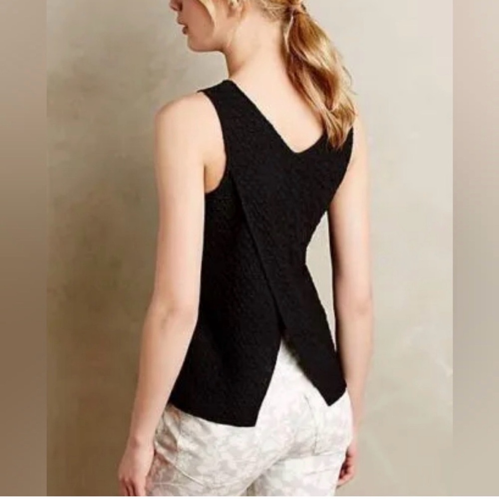 Anthropologie Deletta Black Textured Tank Top